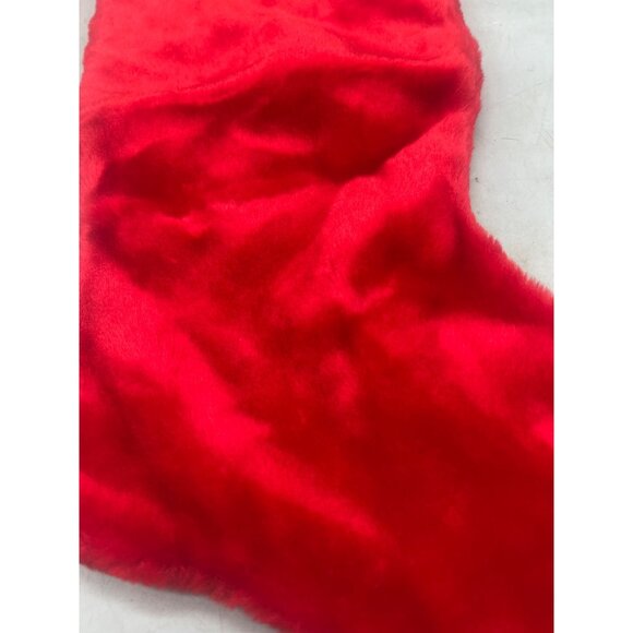 Christmas stocking foe fur solid red white decor 19" READ - Picture 3 of 5